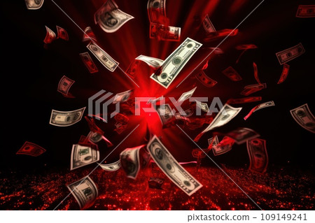 dollar bills falling with colorful background dollar bills falling with colorful background 109149241