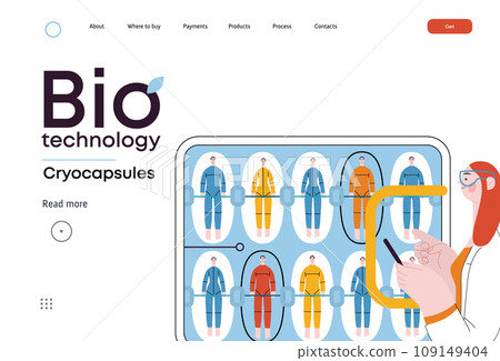 Bio Technology, Cryocapsule Time Freezer -modern flat vector concept illustration of futuristic cryocapsules resembling frozen time vaults. Metaphor of preserving life, time through cryonic technology Bio Technology, Cryocapsule Time Freezer -modern flat vector concept illustration of futuristic cryocapsules resembling frozen time vaults. Metaphor of preserving life, time through cryonic technology 109149404