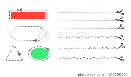 Cut Here Scissors.Scissors and dotted line. Flat vector illustration. 109150201