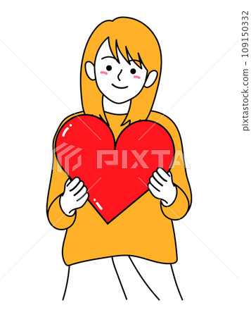 可愛的女人抱著一顆心看著我 109150332