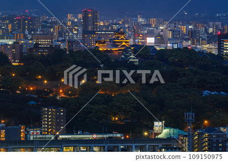 熊本縣/熊本城（熊本城遺址）遠景燈飾（用超遠攝鏡頭拍攝） 109150975