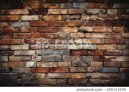 Flat texture of brick wall in a dirty. Generative AI Flat texture of brick wall in a dirty. Generative AI 109151036