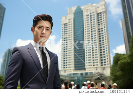 Business man in suit standing in front of...-插圖素材 [109151134] - PIXTA圖庫