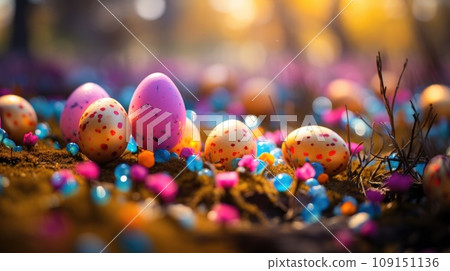Banner Easter blurred background. Generative AI-插圖素材 [109151136] - PIXTA圖庫