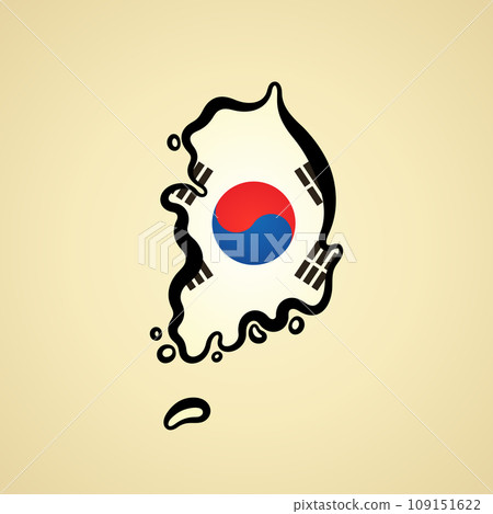 South Korea - Map colored with flag South Korea - Map colored with flag 109151622