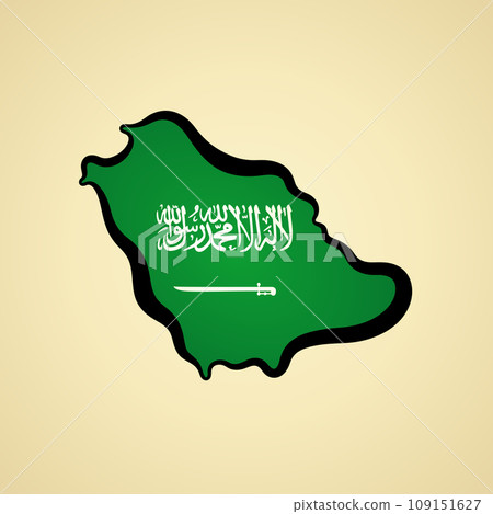 Saudi Arabia - Map colored with flag 109151627