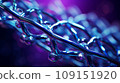 Macro shot of DNA molecule. Scientific image of cell structure. Colorful detailed view of living matter. Ordered atomic composition of molecule. Biology, physics or chemistry abstract background. 109151920