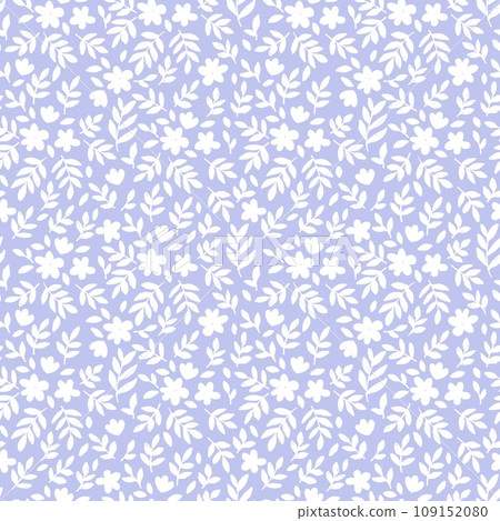 Small white flowers on blue background vector seamless pattern. Small white flowers on blue background vector seamless pattern. 109152080