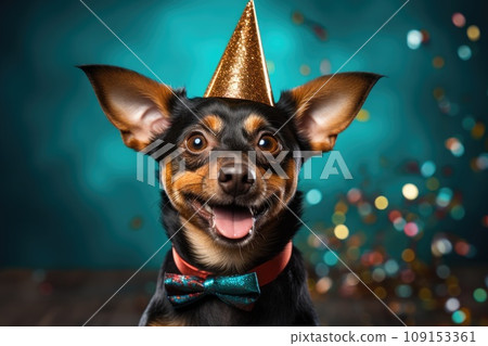A Happy Dog in new year party festival. Generative AI A Happy Dog in new year party festival. Generative AI 109153361