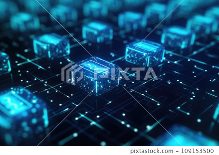 Block Chain and Cloud data. Abstract futuristic technology background. Generative AI Block Chain and Cloud data. Abstract futuristic technology background. Generative AI 109153500