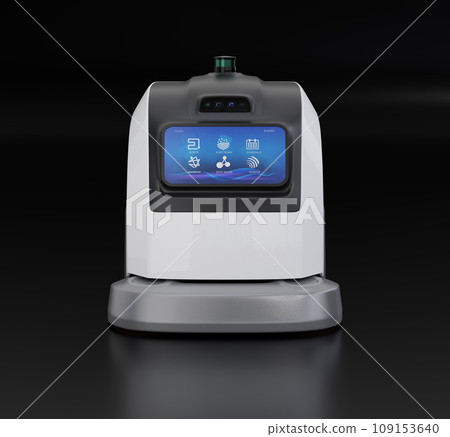 A front image of a commercial cleaning robot that can run autonomously on a black background. original design 109153640