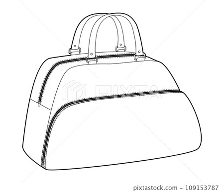 Bowling Bag silhouette. Fashion accessory technical illustration. Vector satchel front 3-4 view for Men, women, unisex 109153787