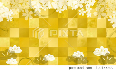 金葉和櫻花圖案背景素材 109153809