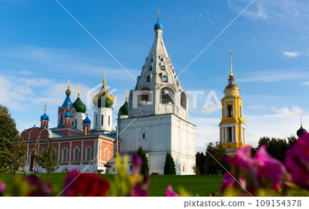 View of the vintage Assumption Cathedral in the town of Kolomna View of the vintage Assumption Cathedral in the town of Kolomna 109154378