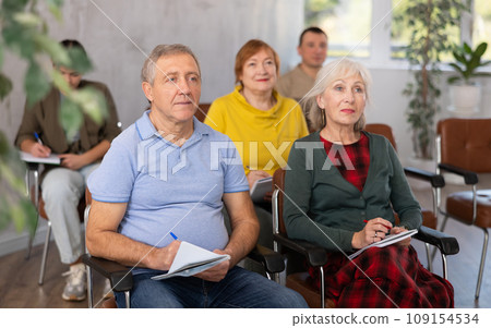 Elderly people study in classroom on refresher courses Elderly people study in classroom on refresher courses 109154534