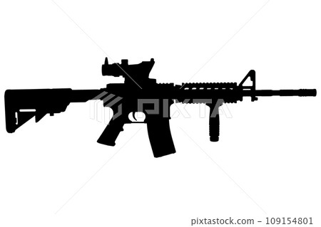 M4 Carbine with optic sight black silhouette 109154801