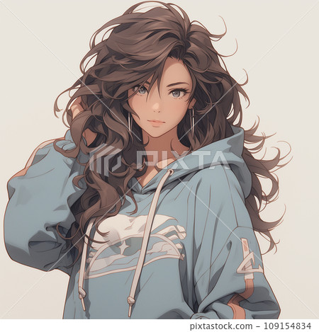 穿著連帽連帽衫的年輕女子 109154834