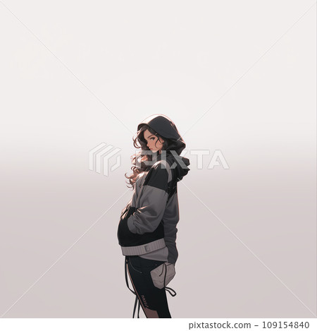 穿著黑色連帽衫的酷女人 109154840