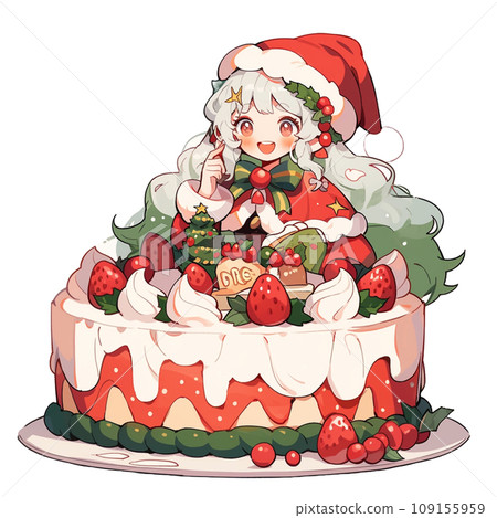 微笑的聖誕老人對蛋糕感到滿意 109155959