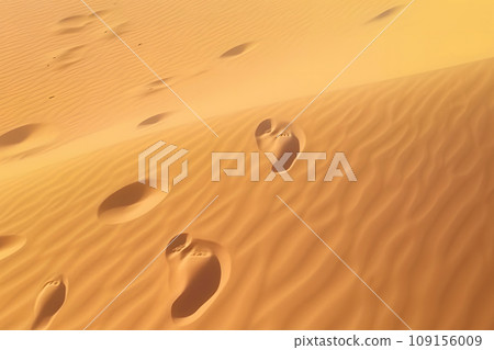 human footprints in the desert. Neural network AI generated art human footprints in the desert. Neural network AI generated art 109156009