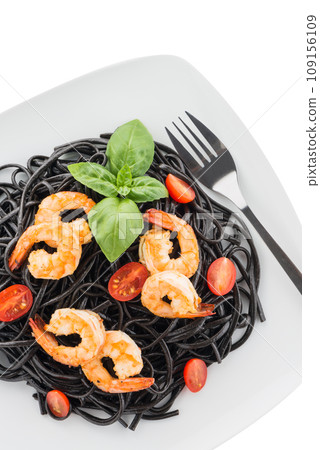 Black spaghetti with shrimps Black spaghetti with shrimps 109156109