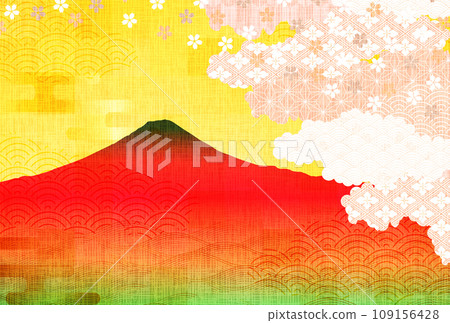 富士山日出新年賀卡日本圖案背景 109156428