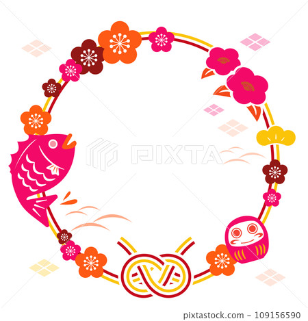 一組新年插畫和日式裝飾品 109156590