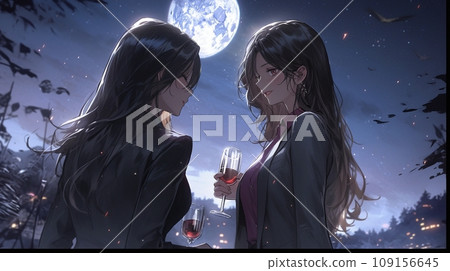 [AI generated image] Two business women looking at the moon 2 109156645