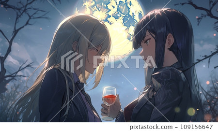 [AI 生成圖像] 兩個看著月亮的女商人 4 109156647
