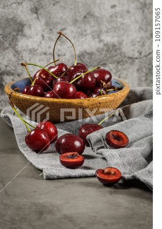 Red fresh cherries 109157065
