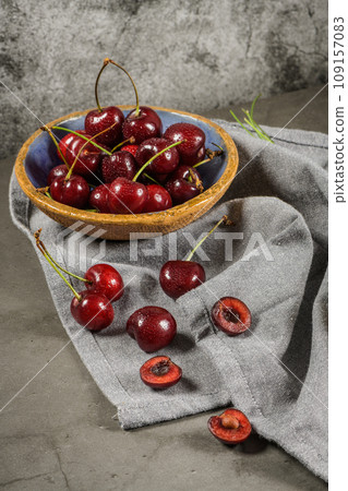 Red fresh cherries 109157083