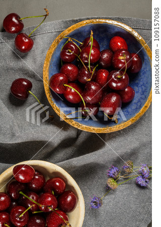 Red fresh cherries 109157088