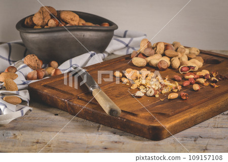 Dry fruits on wooden table 109157108