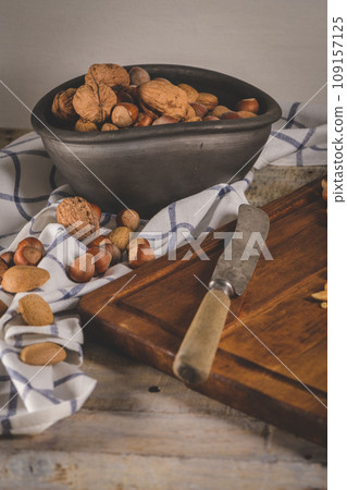 Dry fruits on wooden table Dry fruits on wooden table 109157125