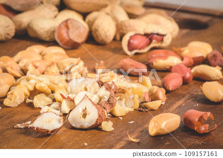Dry fruits on wooden table Dry fruits on wooden table 109157161