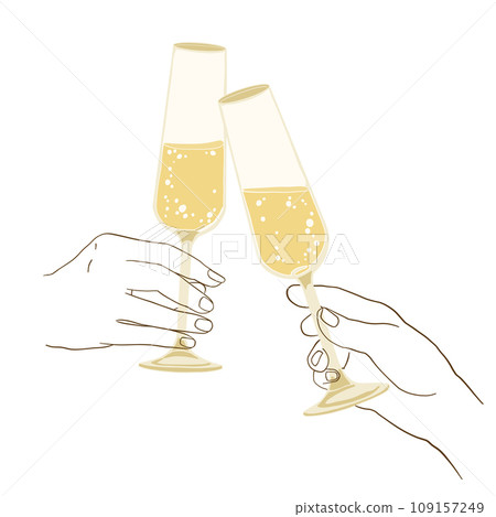 Shining champagne toast illustration celebrating the new year 109157249