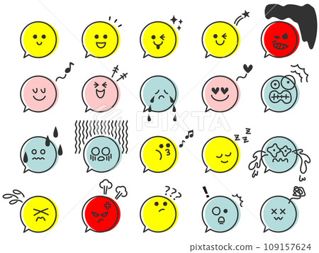 Set of 20 round speech bubble-based emotion icons 109157624