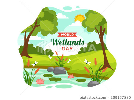 World Wetlands Day Vector Illustration on 2 February with Stork Animals and Garden Background in Holiday Celebration Flat Cartoon Design 109157880