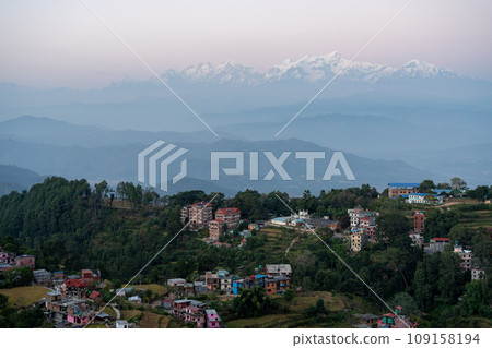Bandipur and Himalaya Mountains at Sunset Bandipur and Himalaya Mountains at Sunset 109158194