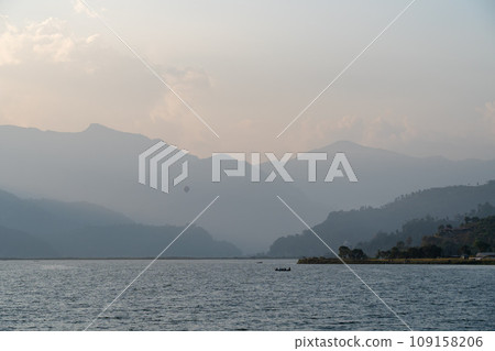 Fewa Lake and Hot Air Balloon 109158206