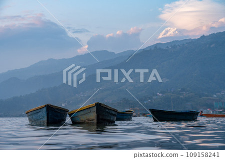 Wooden Row Boats on Fewa Lake 109158241