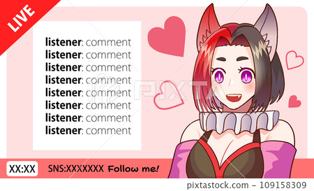 Illustration of VTuber talking on live streaming 109158309
