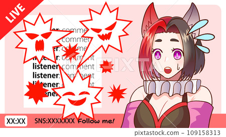 Illustration of VTuber talking on live streaming Illustration of VTuber talking on live streaming 109158313