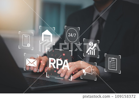 Robotic Process Automation RPA and Machine Learning Artificial Intelligence AI is Changing the Way We Work Industries Innovation CRM software automation Modern Technology Digital Transformation. 109158372