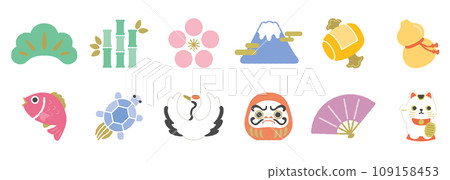 Japanese style happy icon collection Japanese style happy icon collection 109158453