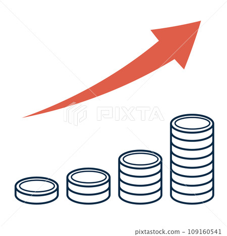 Vector illustration of an image of stacked coins/assets increasing Vector illustration of an image of stacked coins/assets increasing 109160541