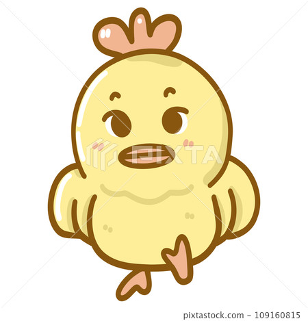 Cute yellow chicken cartoon character 109160815