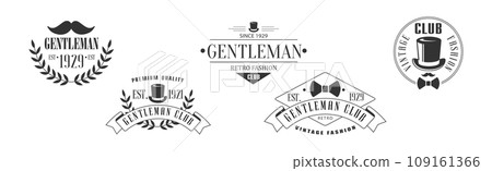 Vintage Gentleman Club Emblems and Black Label Vector Set Vintage Gentleman Club Emblems and Black Label Vector Set 109161366