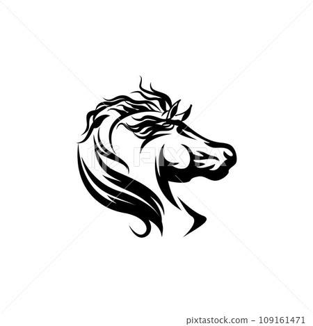 using the concept of a horse's head,Vector silhouette of a horse's head. 109161471