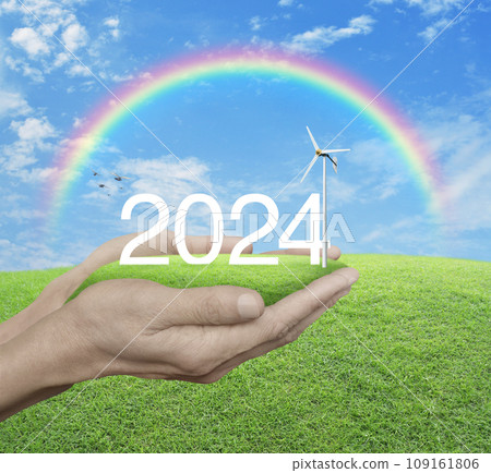 Happy new year 2024 ecological cover concept 109161806